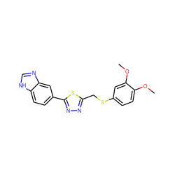 COc1ccc(SCc2nnc(-c3ccc4[nH]cnc4c3)s2)cc1OC ZINC000072317049