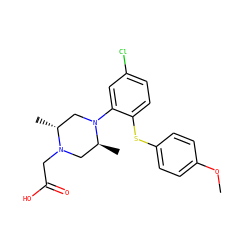 COc1ccc(Sc2ccc(Cl)cc2N2C[C@@H](C)N(CC(=O)O)C[C@@H]2C)cc1 ZINC000028366837