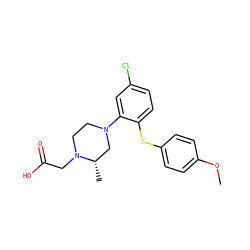 COc1ccc(Sc2ccc(Cl)cc2N2CCN(CC(=O)O)[C@@H](C)C2)cc1 ZINC000028359635