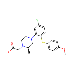 COc1ccc(Sc2ccc(Cl)cc2N2CCN(CC(=O)O)[C@H](C)C2)cc1 ZINC000003961882