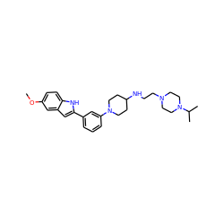 COc1ccc2[nH]c(-c3cccc(N4CCC(NCCN5CCN(C(C)C)CC5)CC4)c3)cc2c1 ZINC000618009839