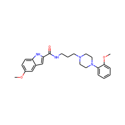 COc1ccc2[nH]c(C(=O)NCCCN3CCN(c4ccccc4OC)CC3)cc2c1 ZINC000205634725