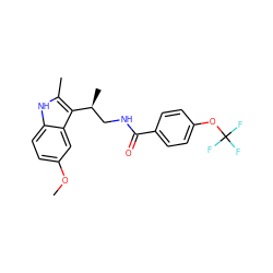 COc1ccc2[nH]c(C)c([C@@H](C)CNC(=O)c3ccc(OC(F)(F)F)cc3)c2c1 ZINC000029040689