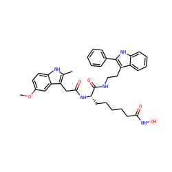 COc1ccc2[nH]c(C)c(CC(=O)N[C@@H](CCCCCC(=O)NO)C(=O)NCCc3c(-c4ccccc4)[nH]c4ccccc34)c2c1 ZINC000036338671