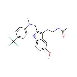 COc1ccc2[nH]c(CN(C)c3ccc(C(F)(F)F)cc3)c(CCNC(C)=O)c2c1 ZINC000043079134