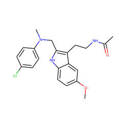 COc1ccc2[nH]c(CN(C)c3ccc(Cl)cc3)c(CCNC(C)=O)c2c1 ZINC000043020442