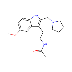 COc1ccc2[nH]c(CN3CCCC3)c(CCNC(C)=O)c2c1 ZINC000040865762