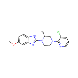 COc1ccc2[nH]c(N3CCN(c4ncccc4Cl)C[C@H]3C)nc2c1 ZINC000028345623