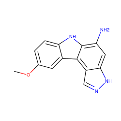 COc1ccc2[nH]c3c(N)cc4[nH]ncc4c3c2c1 ZINC000096272482