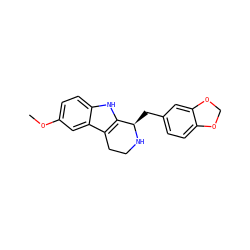 COc1ccc2[nH]c3c(c2c1)CCN[C@@H]3Cc1ccc2c(c1)OCO2 ZINC000028889406