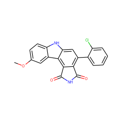 COc1ccc2[nH]c3cc(-c4ccccc4Cl)c4c(c3c2c1)C(=O)NC4=O ZINC000034804011