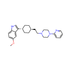 COc1ccc2[nH]cc([C@H]3CC[C@H](CCN4CCN(c5ccccn5)CC4)CC3)c2c1 ZINC000261188311