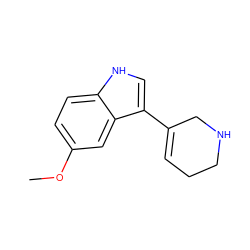 COc1ccc2[nH]cc(C3=CCCNC3)c2c1 ZINC000026744357