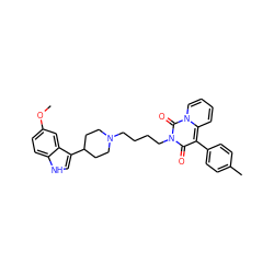 COc1ccc2[nH]cc(C3CCN(CCCCn4c(=O)c(-c5ccc(C)cc5)c5ccccn5c4=O)CC3)c2c1 ZINC000042890626