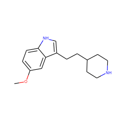 COc1ccc2[nH]cc(CCC3CCNCC3)c2c1 ZINC000028757516