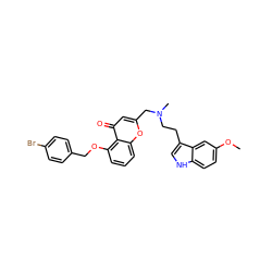 COc1ccc2[nH]cc(CCN(C)Cc3cc(=O)c4c(OCc5ccc(Br)cc5)cccc4o3)c2c1 ZINC000103256587