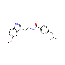 COc1ccc2[nH]cc(CCNC(=O)c3ccc(CC(C)C)cc3)c2c1 ZINC000029040646