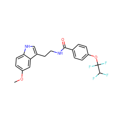 COc1ccc2[nH]cc(CCNC(=O)c3ccc(OC(F)(F)C(F)F)cc3)c2c1 ZINC000029040552