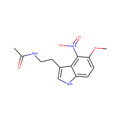 COc1ccc2[nH]cc(CCNC(C)=O)c2c1[N+](=O)[O-] ZINC000013473195