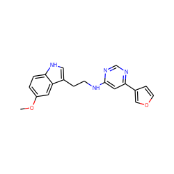 COc1ccc2[nH]cc(CCNc3cc(-c4ccoc4)ncn3)c2c1 ZINC000004268300