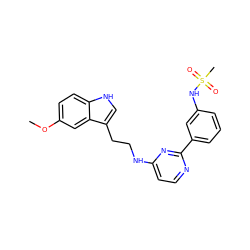 COc1ccc2[nH]cc(CCNc3ccnc(-c4cccc(NS(C)(=O)=O)c4)n3)c2c1 ZINC000004257449