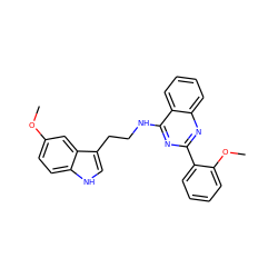 COc1ccc2[nH]cc(CCNc3nc(-c4ccccc4OC)nc4ccccc34)c2c1 ZINC000004265693