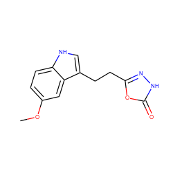 COc1ccc2[nH]cc(CCc3n[nH]c(=O)o3)c2c1 ZINC000473170797