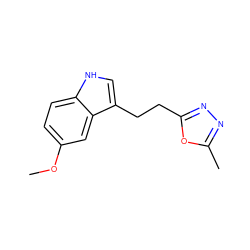 COc1ccc2[nH]cc(CCc3nnc(C)o3)c2c1 ZINC000211360604