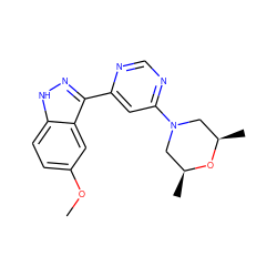 COc1ccc2[nH]nc(-c3cc(N4C[C@H](C)O[C@H](C)C4)ncn3)c2c1 ZINC000225559869