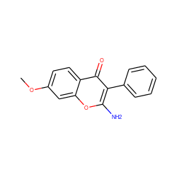 COc1ccc2c(=O)c(-c3ccccc3)c(N)oc2c1 ZINC000101504541