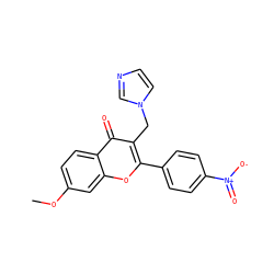 COc1ccc2c(=O)c(Cn3ccnc3)c(-c3ccc([N+](=O)[O-])cc3)oc2c1 ZINC000036088213