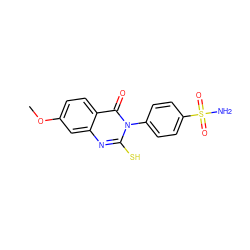 COc1ccc2c(=O)n(-c3ccc(S(N)(=O)=O)cc3)c(S)nc2c1 ZINC000653691223