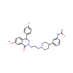 COc1ccc2c(-c3ccc(Cl)cc3)nn(CCCN3CCC(c4cccc(NC(C)=O)c4)CC3)c(=O)c2c1 ZINC000073223278