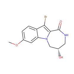 COc1ccc2c(Br)c3n(c2c1)C[C@@H](O)CNC3=O ZINC000169352559