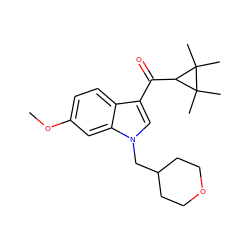 COc1ccc2c(C(=O)C3C(C)(C)C3(C)C)cn(CC3CCOCC3)c2c1 ZINC000014975786