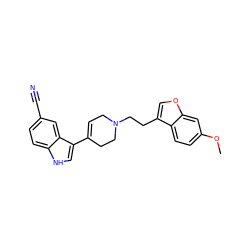 COc1ccc2c(CCN3CC=C(c4c[nH]c5ccc(C#N)cc45)CC3)coc2c1 ZINC000045366325