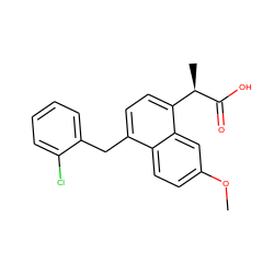 COc1ccc2c(Cc3ccccc3Cl)ccc([C@@H](C)C(=O)O)c2c1 ZINC000026641175