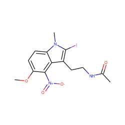 COc1ccc2c(c(CCNC(C)=O)c(I)n2C)c1[N+](=O)[O-] ZINC000013473198