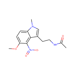 COc1ccc2c(c(CCNC(C)=O)cn2C)c1[N+](=O)[O-] ZINC000013473196