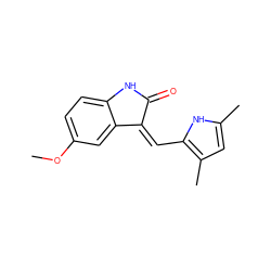 COc1ccc2c(c1)/C(=C/c1[nH]c(C)cc1C)C(=O)N2 ZINC000036457815