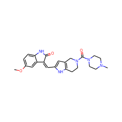 COc1ccc2c(c1)/C(=C/c1cc3c([nH]1)CCN(C(=O)N1CCN(C)CC1)C3)C(=O)N2 ZINC000096272949