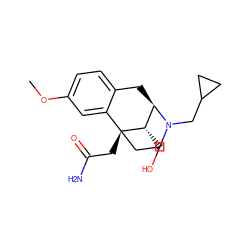 COc1ccc2c(c1)[C@@]1(CC(N)=O)CCN(CC3CC3)[C@H](C2)[C@@H]1CO ZINC000218685944