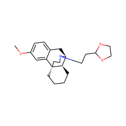 COc1ccc2c(c1)[C@]13CCCC[C@@H]1[C@H](C2)N(CCC1OCCO1)CC3 ZINC000299821033