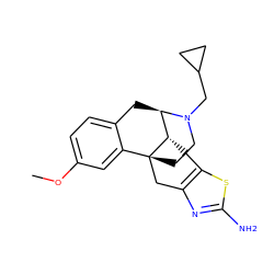 COc1ccc2c(c1)[C@]13CCN(CC4CC4)[C@H](C2)[C@@H]1Cc1sc(N)nc1C3 ZINC000103289981