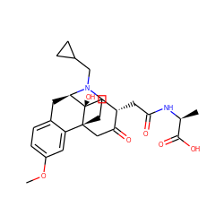 COc1ccc2c(c1)[C@]13CCN(CC4CC4)[C@H](C2)[C@]1(O)C[C@H](CC(=O)N[C@@H](C)C(=O)O)C(=O)C3 ZINC000217083715