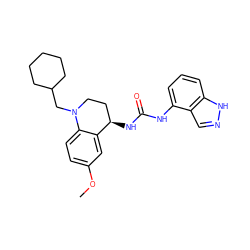 COc1ccc2c(c1)[C@H](NC(=O)Nc1cccc3[nH]ncc13)CCN2CC1CCCCC1 ZINC000066078392