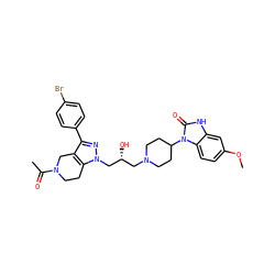 COc1ccc2c(c1)[nH]c(=O)n2C1CCN(C[C@@H](O)Cn2nc(-c3ccc(Br)cc3)c3c2CCN(C(C)=O)C3)CC1 ZINC000028137053