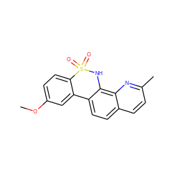 COc1ccc2c(c1)-c1ccc3ccc(C)nc3c1NS2(=O)=O ZINC000013817981