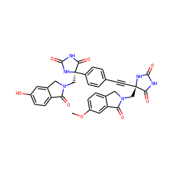 COc1ccc2c(c1)C(=O)N(C[C@@]1(C#Cc3ccc([C@@]4(CN5Cc6cc(O)ccc6C5=O)NC(=O)NC4=O)cc3)NC(=O)NC1=O)C2 ZINC000167594439