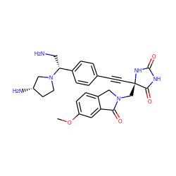 COc1ccc2c(c1)C(=O)N(C[C@@]1(C#Cc3ccc([C@@H](CN)N4CC[C@H](N)C4)cc3)NC(=O)NC1=O)C2 ZINC000096173535